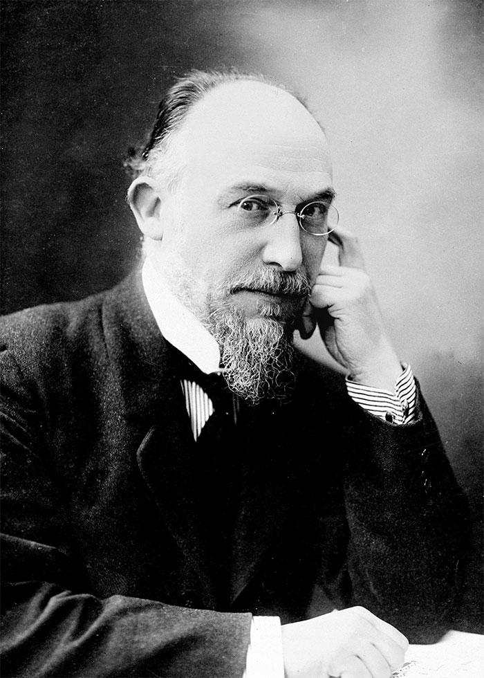 The prominent French composer Erik Satie was weird. Not just weird, but incomprehensibly bizarre. For starters, his eating habits were something else. He only ate food that was white, such as eggs, sugar, grated bones, salt, coconuts, rice and similar. Each day he rose at 7:18 a.m. and would have lunch strictly at 12:11. Then dinner at 7:16 p.m. and he would go to bed at 10:37 P.M. Also, he was a hoarder but a very specific one - he loved umbrellas and had over 100 of them. And finally, Erik Satie was such a peculiar fellow that he even belonged to a religion… That he, himself founded.