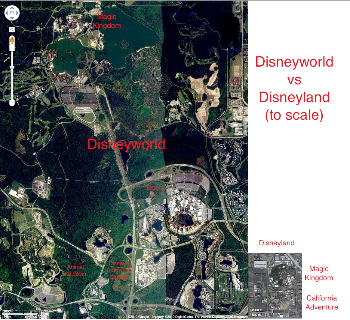 This is how much bigger Disneyworld is than Disneyland.