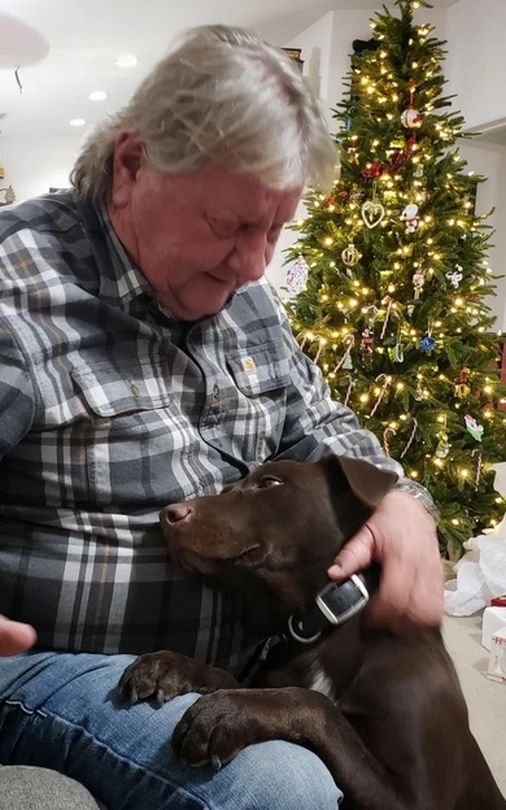 His person just got home after a few months of work. That’s the look of pure happiness.