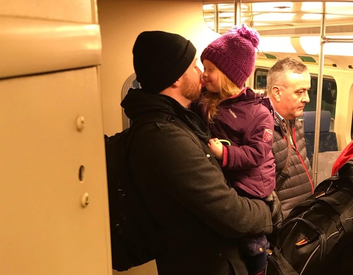 “My wife captured a moment between my daughter and I on the train while she was ‘booping’ my nose with hers. Pure happiness.”