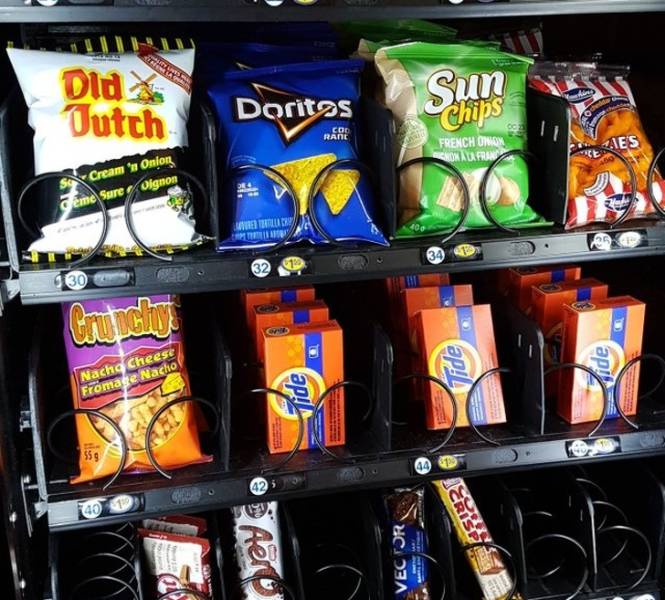 “The vending machine at my hotel has Tide in it.”