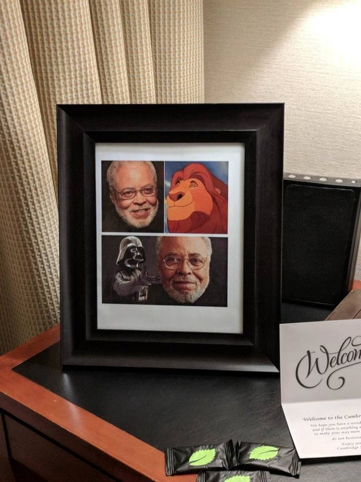 “I requested a photo of James Earl Jones for my hotel room. 5-star customer service!”