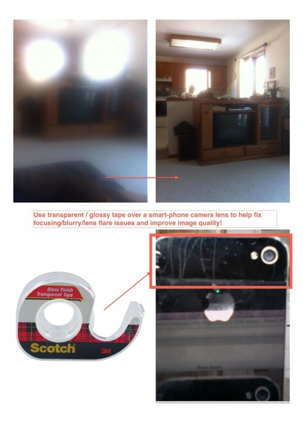 life hacks phone - Use transparentglossy tape over a smartphone camera lens to help fix focusingblurrylens flare issues and improve image quality! Gloss Finish Transparent Tape Scotch