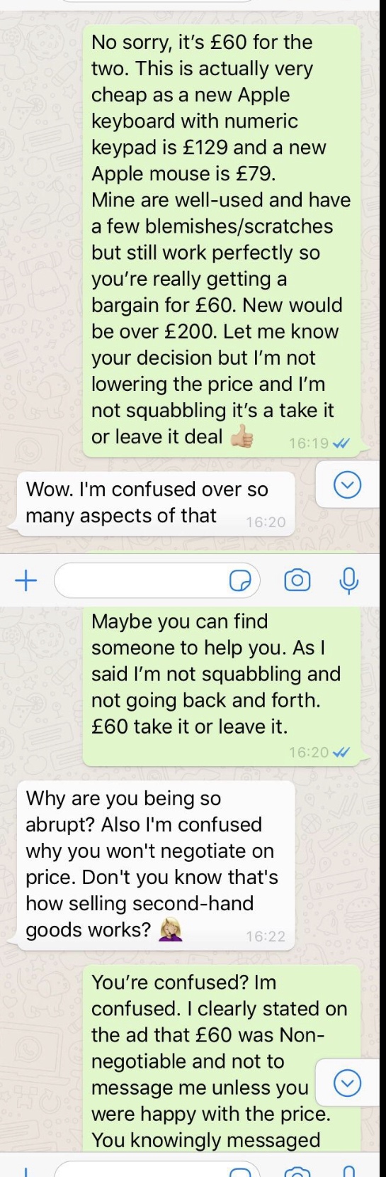 Rude buyer gets taught a lesson after turning into a jerk