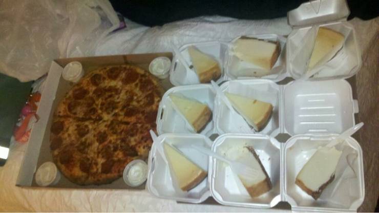 The customer ordered cheese-sticks... where did a pizza place get so many cheesecakes, anyway?