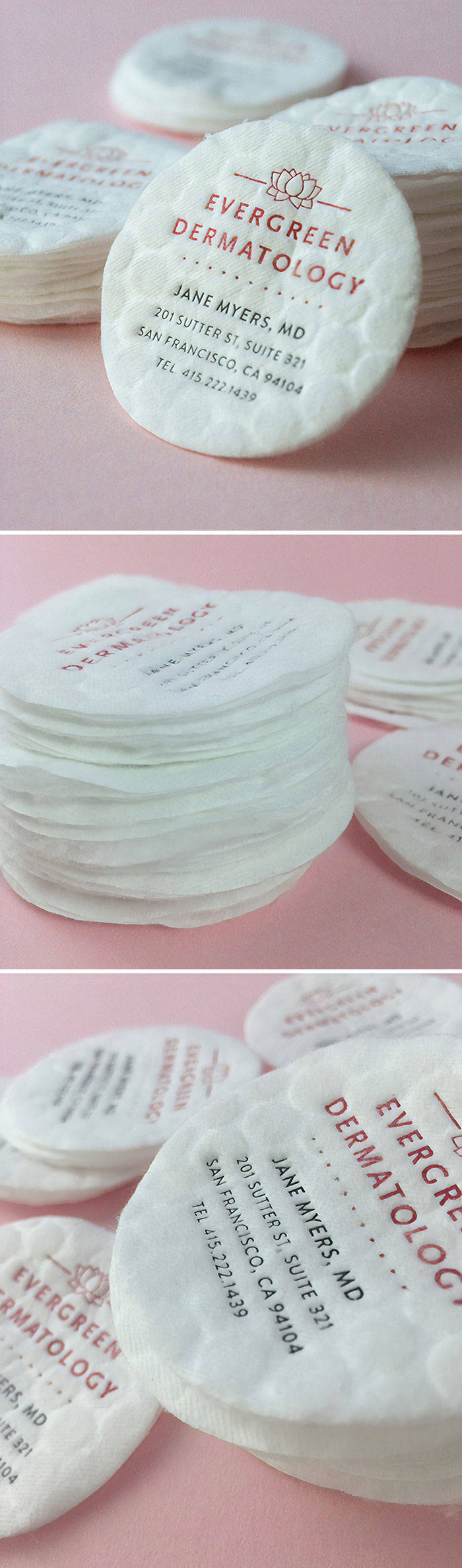 Unique Cotton Business Cards With Letterpress For A Dermatologist