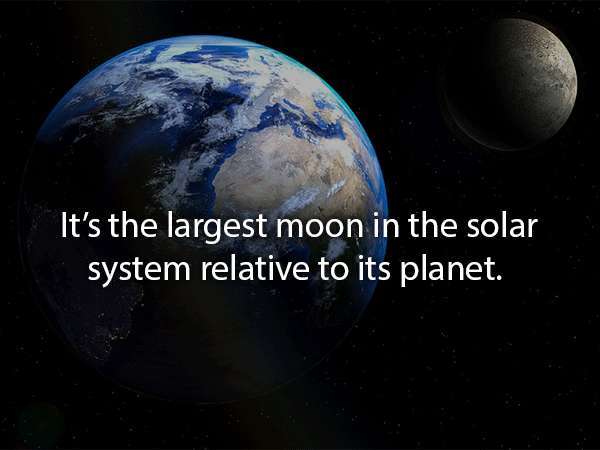 It's the largest moon in the solar system relative to its planet.
