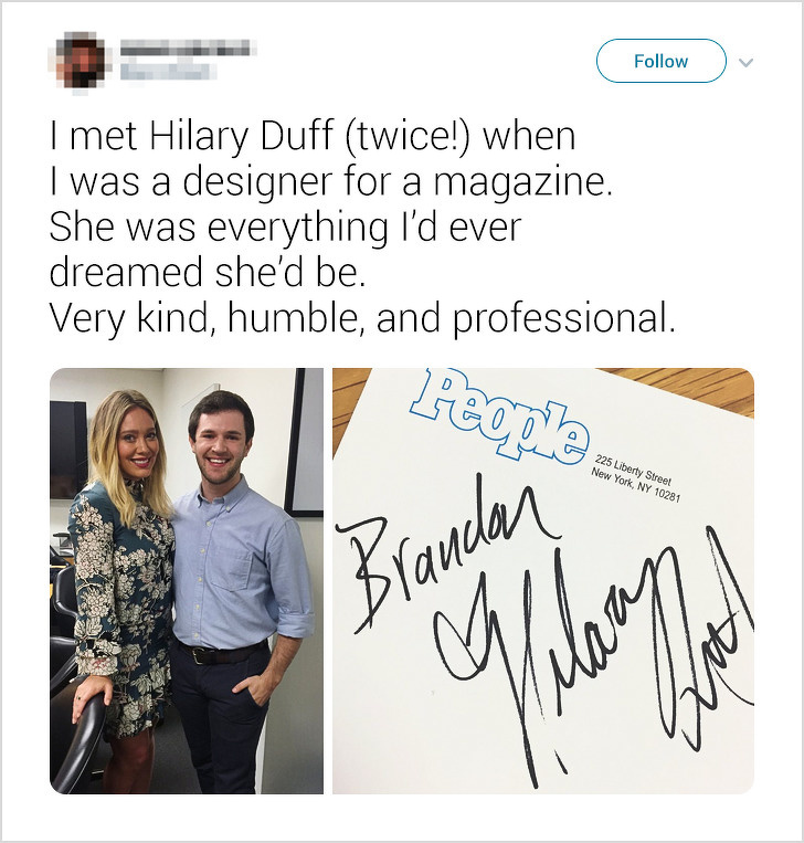 people magazine - I met Hilary Duff twice! when I was a designer for a magazine. She was everything I'd ever dreamed she'd be. Very kind, humble, and professional. People around 9D 225 Liberty Street New York, Ny 10281