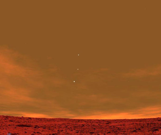 earth venus and jupiter as seen from mars