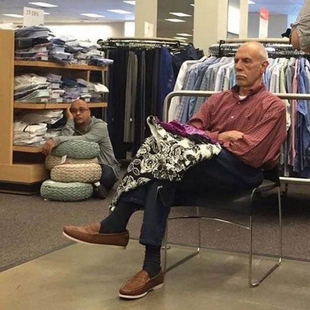 miserable man shopping