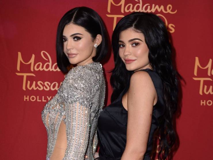 Kylie Jenner stood next to her figure at Madame Tussauds Hollywood.