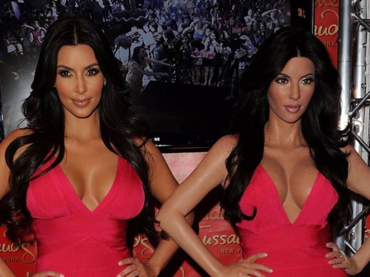 Kim Kardashian wore the same dress as her wax figure.