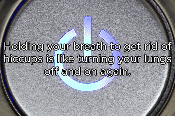 circle - Holding your breath to get rid of hiccups is turning your lungs off and on again.