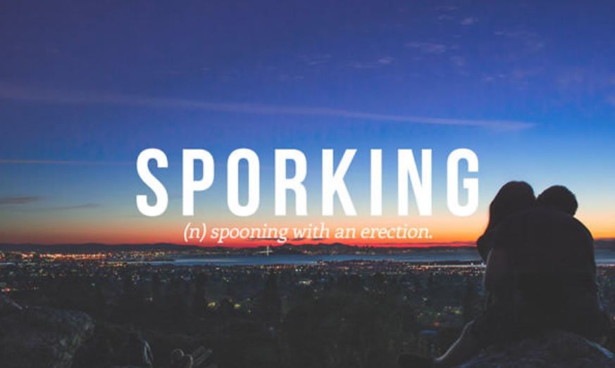 vocabulary sky - Sporking n spooning with an erection.
