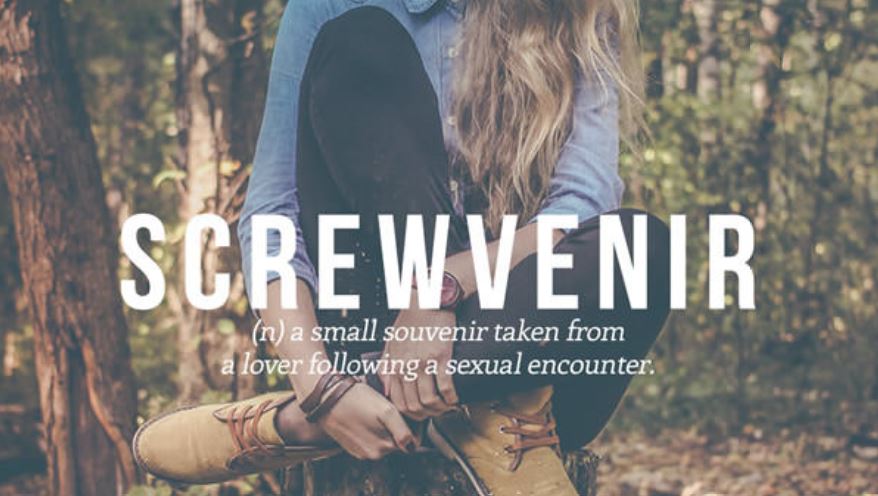 vocabulary friendship - Screwvenir n a small souvenir taken from a lover ing a sexual encounter.