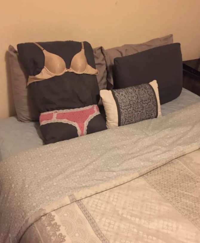 “So my wife is going away for a few months. This is how she left our bed this morning.”
