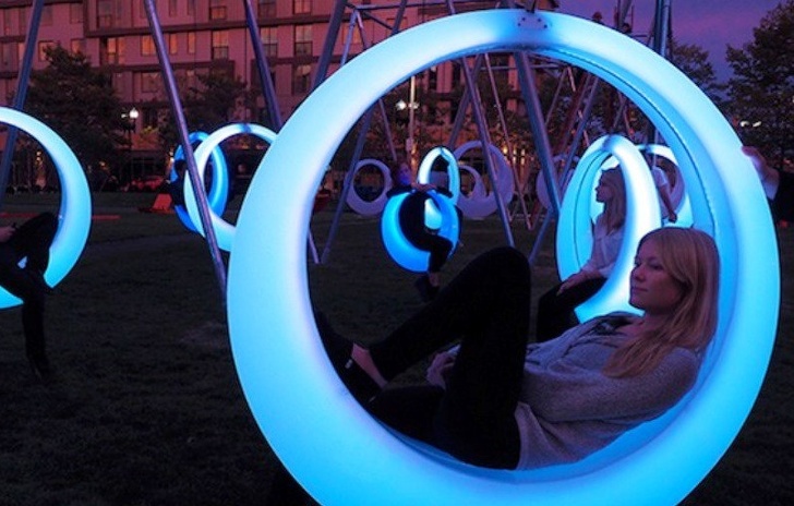 These cool glowing swings would be a welcomed edition almost anywhere.