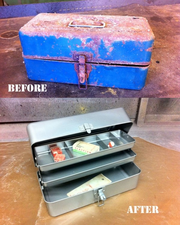 restore metal toolbox - Before After