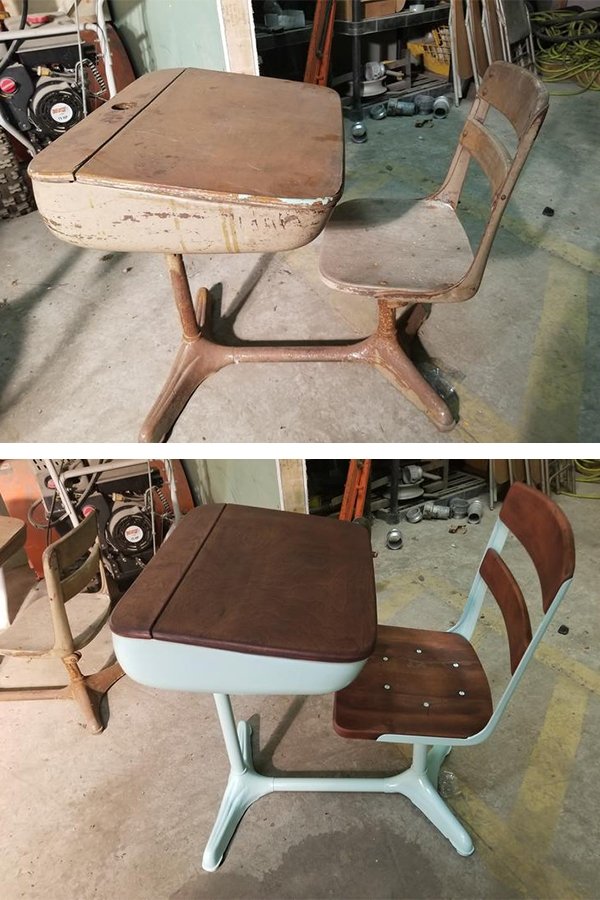 “Restored an old desk I found on the curb.”