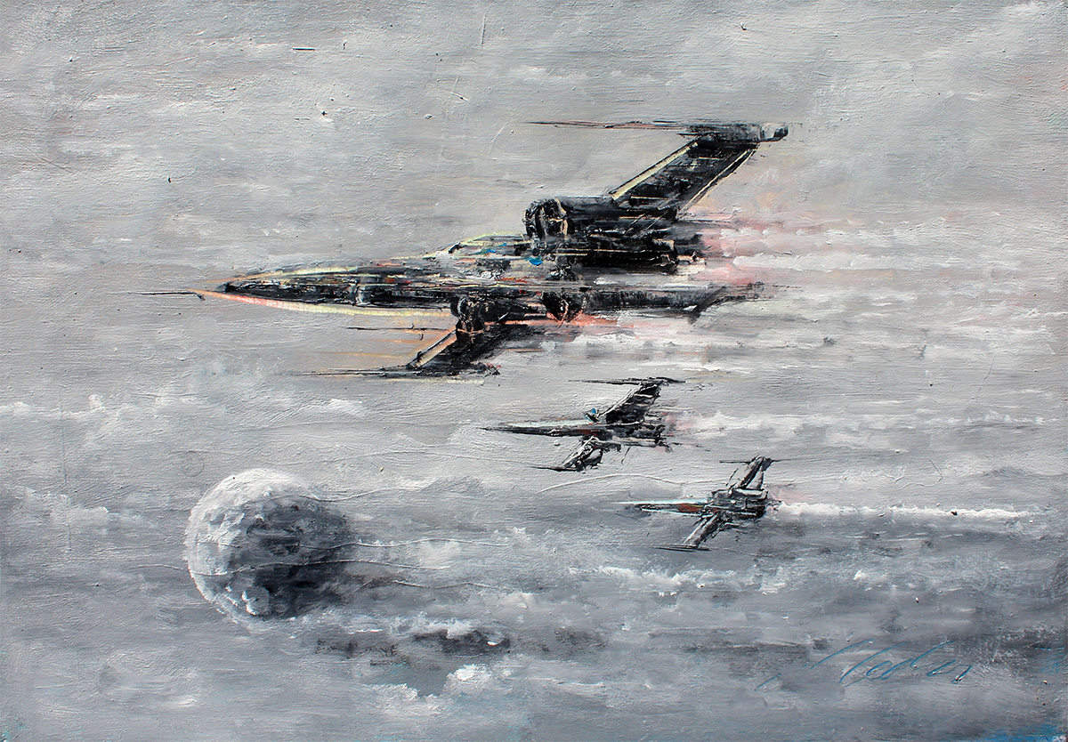 x wing oil painting