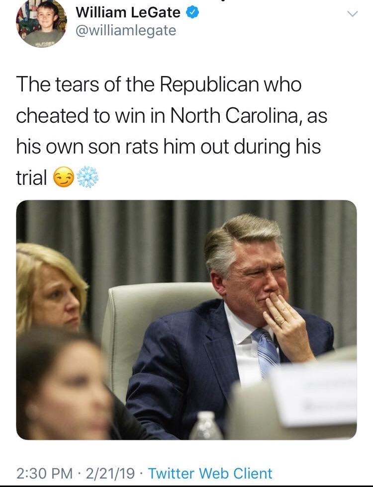 mark harris north carolina - William LeGate The tears of the Republican who cheated to win in North Carolina, as his own son rats him out during his trial 22119 Twitter Web Client