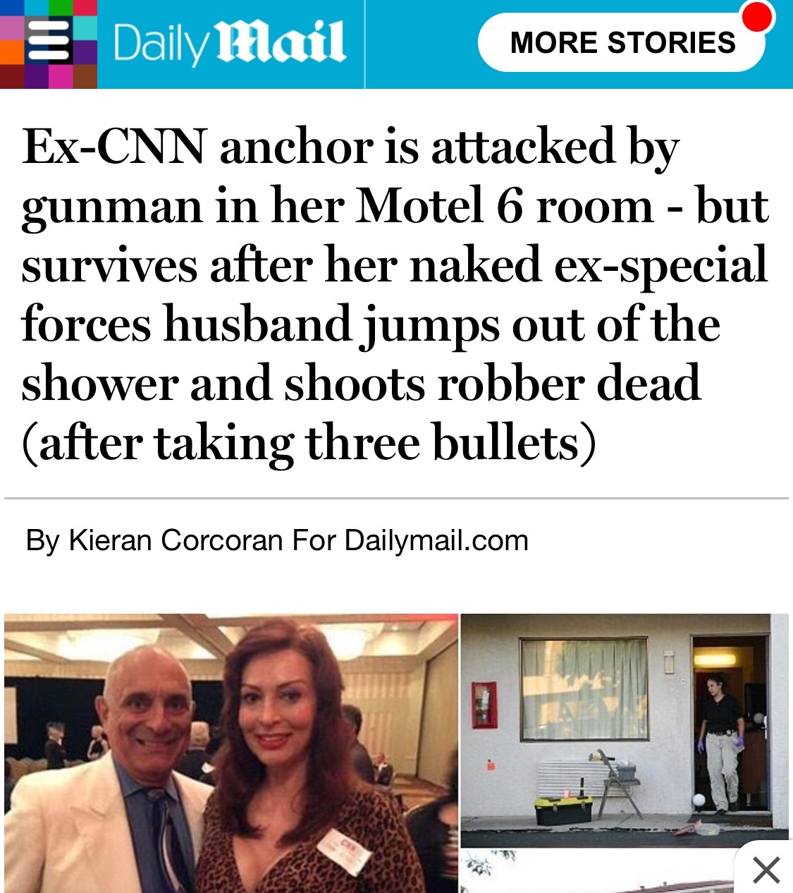 memes - media - Daily Mail More Stories ExCnn anchor is attacked by gunman in her Motel 6 room but survives after her naked exspecial forces husband jumps out of the shower and shoots robber dead after taking three bullets By Kieran Corcoran For Dailymail