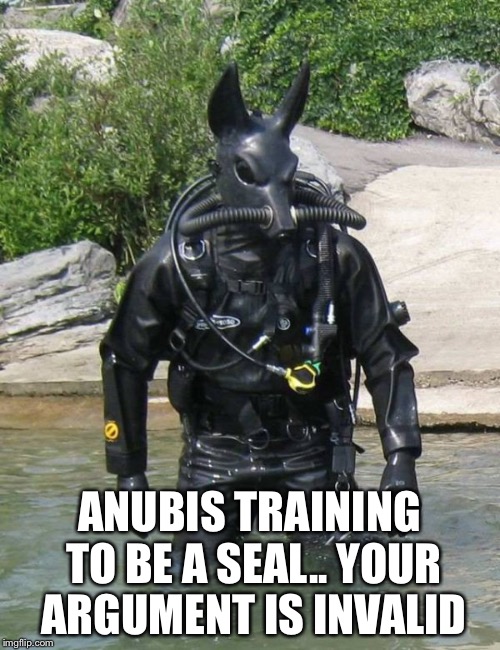 memes - anubis meme - Anubis Training To Be A Seal.. Your Argument Is Invalid imgflip.com