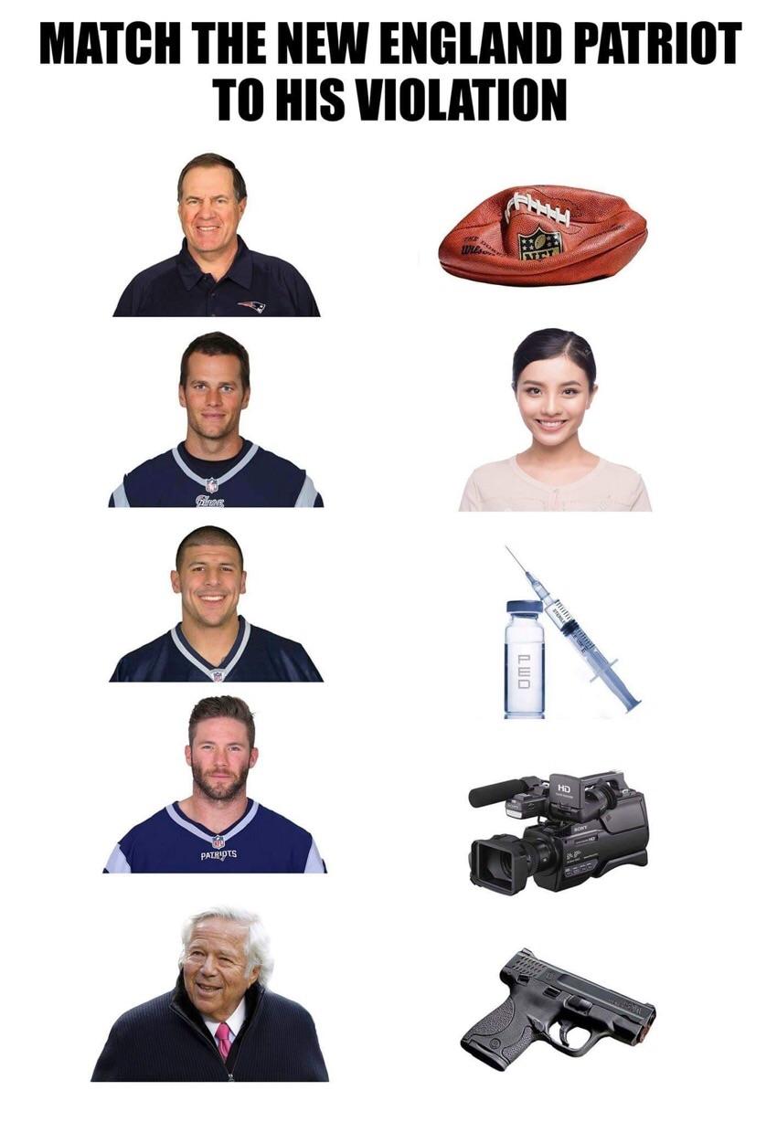 memes - match the patriot to their violation - Match The New England Patriot To His Violation Patriots