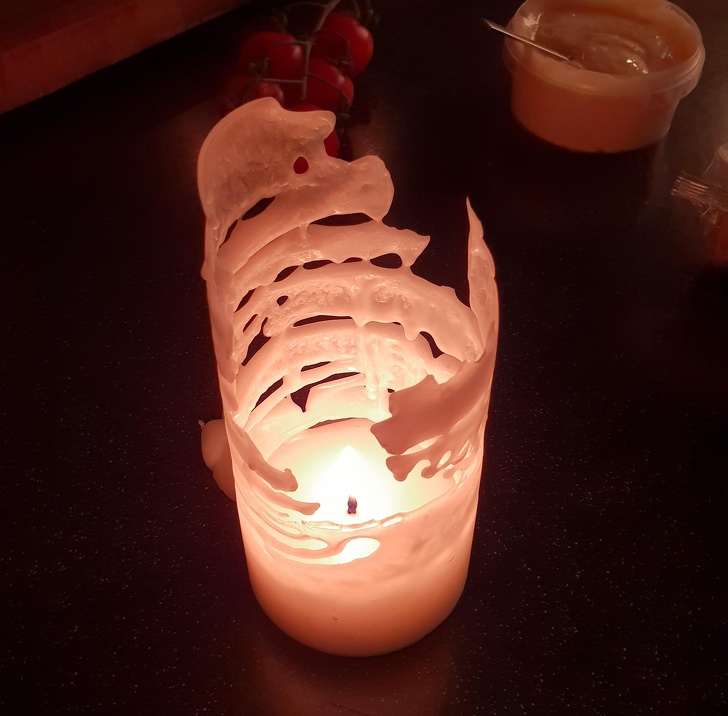 You thought it was just a candle until it burned and melted into a little sculpture.