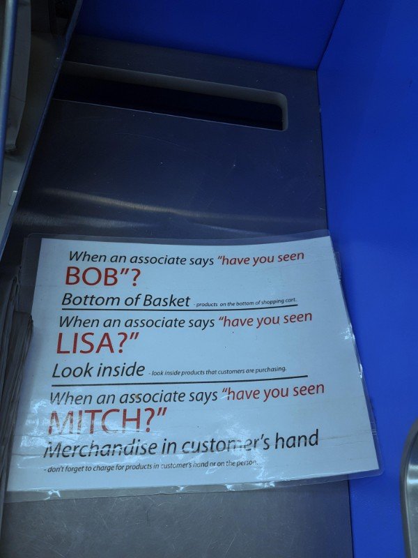 Someone left out the secret codes for catching shady customers at WalMart