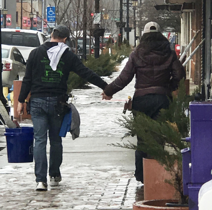 “This husband and wife are window washers in my hometown. Every time I see them they’re working hard together and then walking from one job to the next holding hands.”