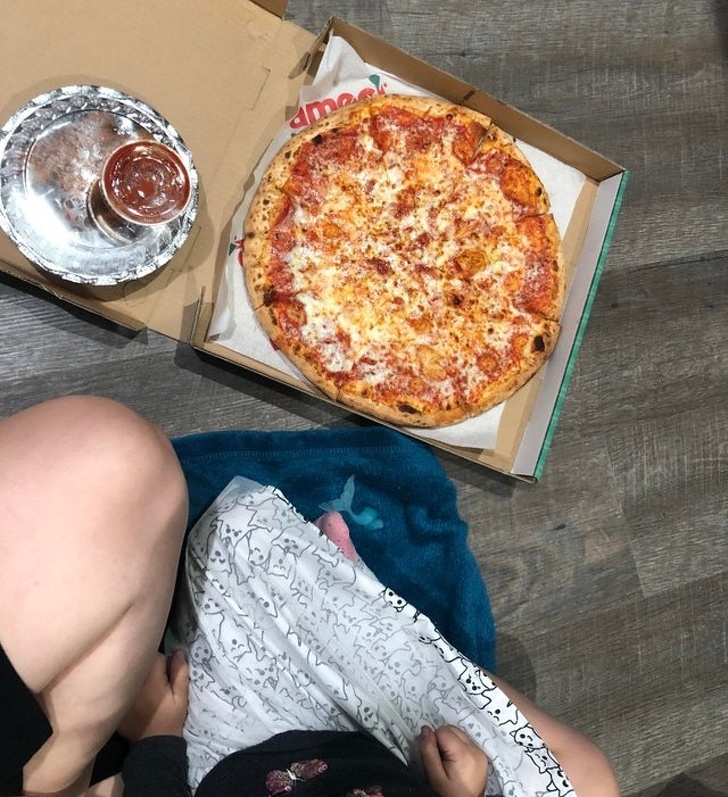 “After 4 years of trying to figure out how to be an utterly single mom, homelessness, and living in my car, we finally moved into a real home. We are going to have obligatory floor pizza on our first night.”