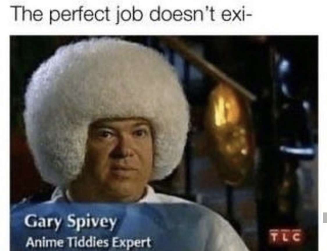 memes - late night meme - The perfect job doesn't exi Gary Spivey Anime Tiddies Expert