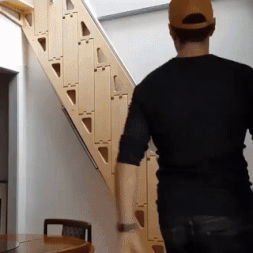 wooden folding ladder in the house