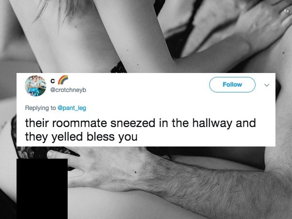 potencialex - co their roommate sneezed in the hallway and they yelled bless you