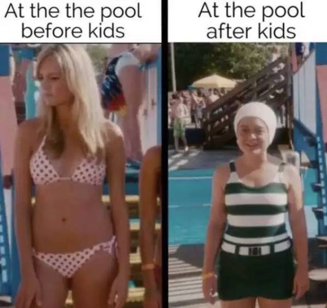 memes - me on love island - At the the pool before kids At the pool after kids