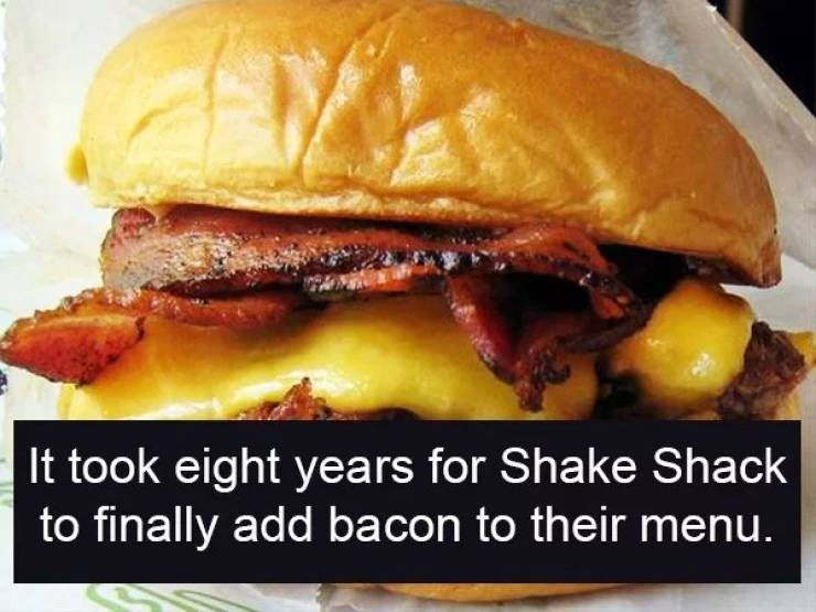 success kid - It took eight years for Shake Shack to finally add bacon to their menu.