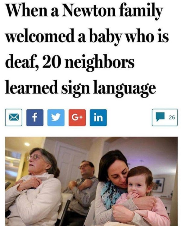 Sign language - When a Newton family welcomed a baby who is deaf, 20 neighbors learned sign language