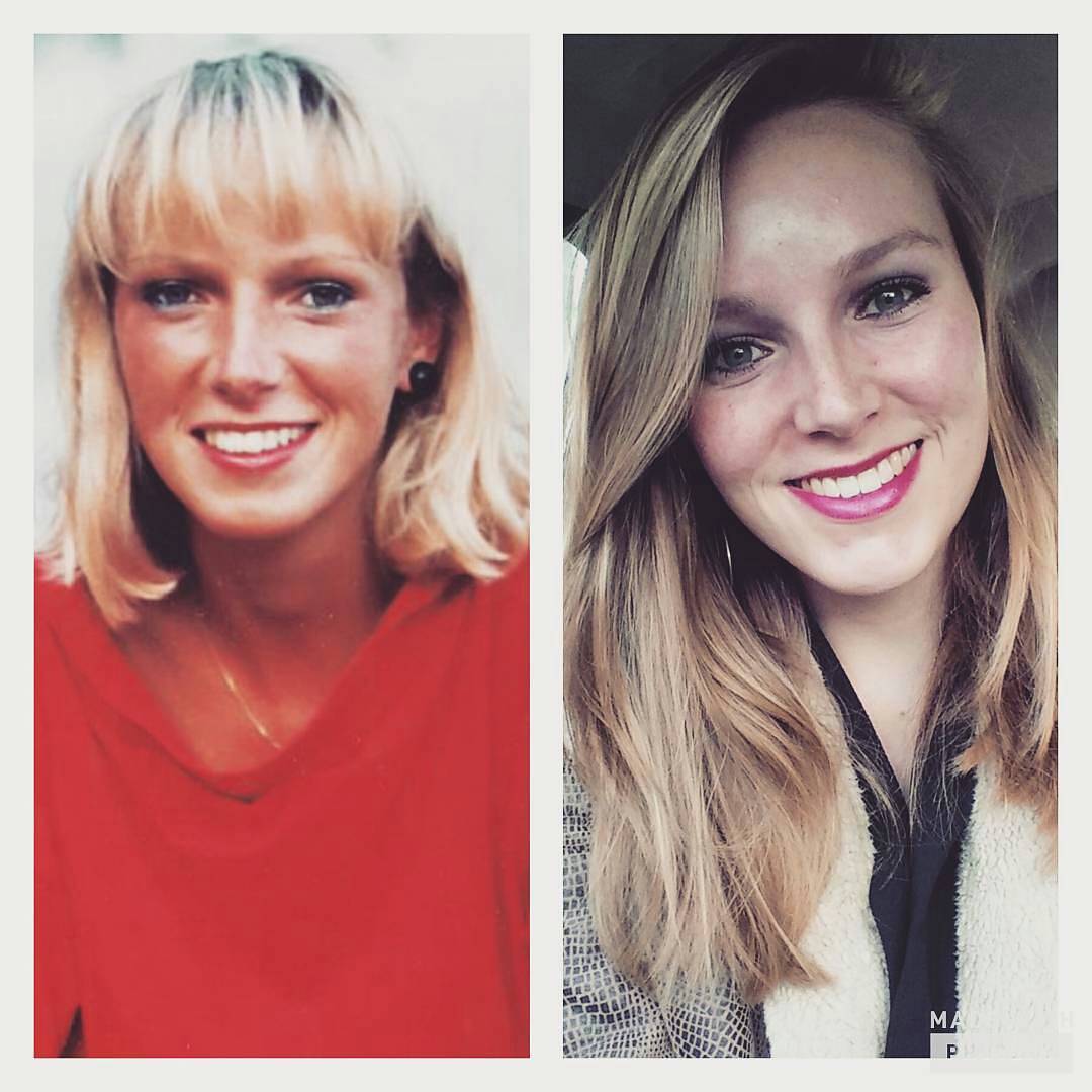 “Yesterday I found this picture of my mom (on the left). In the picture, she was 21. The exact same age that I am now. I’ve put our 2 photos together and I must say, I’m quite surprised by how much we look alike at this age!”