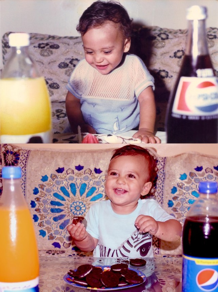 “My first birthday (1986) vs My son’s first birthday (2018)”