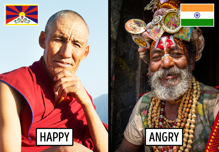 In Tibet, it’s okay to show your tongue. In most countries, if you show someone your tongue, people will think that there is something wrong with you. And in India, this gesture demonstrates anger. In Tibet, this gesture is used to show respect and is also used as a “hello.” There is an opinion that the origin of this tradition is the belief that the devil has a black tongue. So, people in Tibet show that “We’re not one of them!”