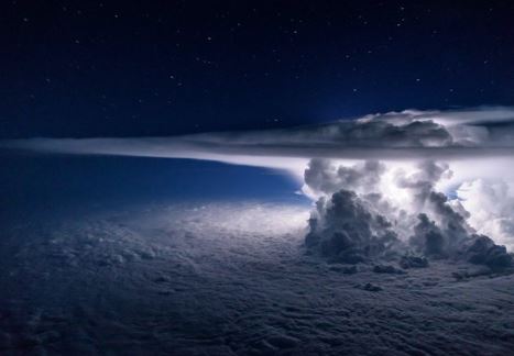 A Pacific storm from 37,000 feet above the ocean