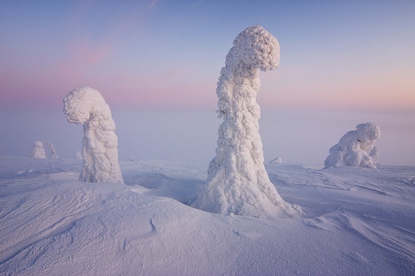 “The Finnish Lapland, where weather can include sub-freezing temperatures and intense snow.”