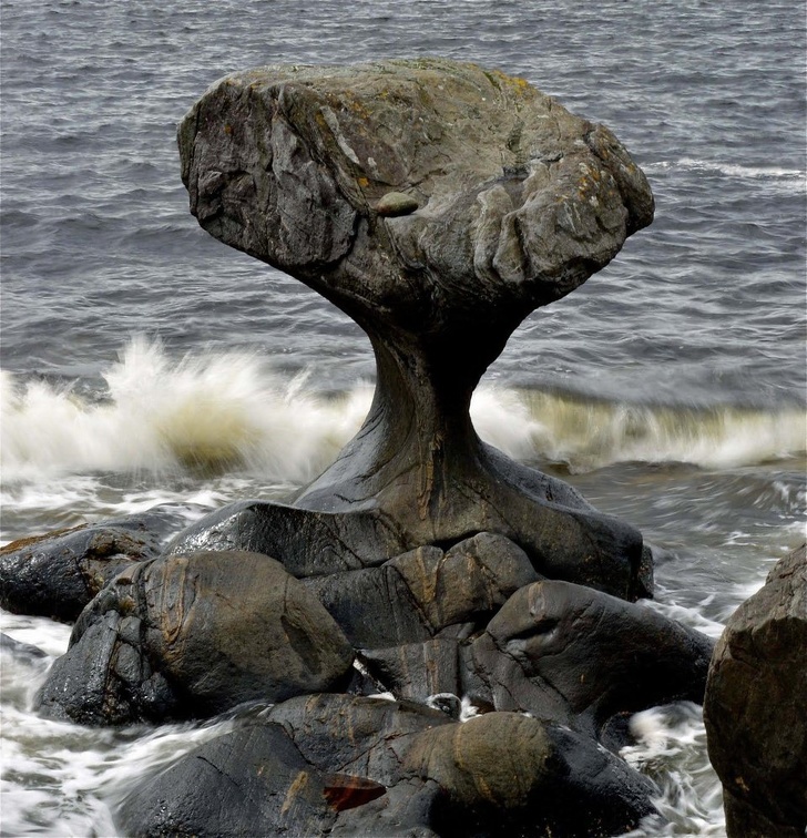 “This rock formation was caused by a lifetime of waves crashing against it.”