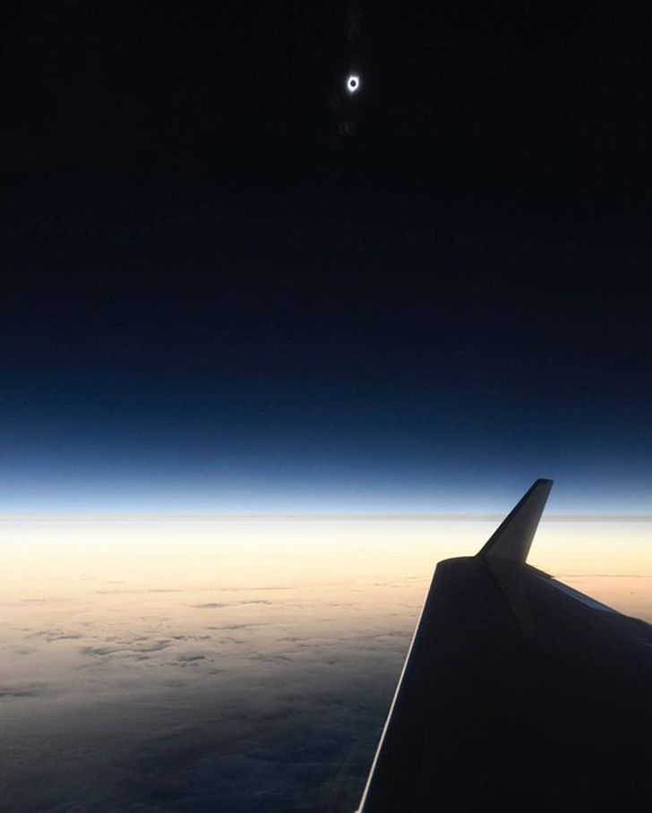 “A view of the eclipse from an airplane”