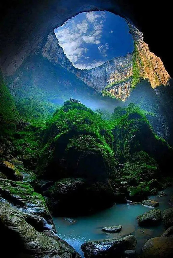 “The world’s deepest sinkhole in China is a heavenly pit.”