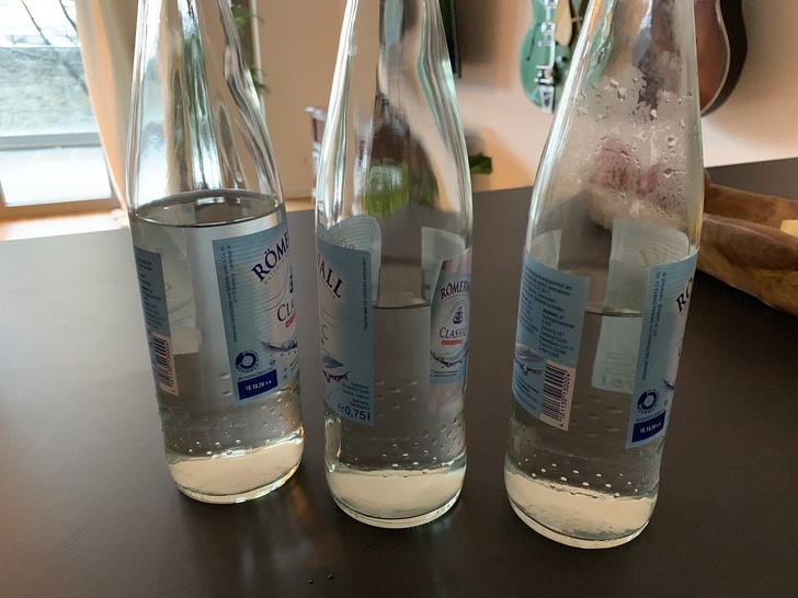“My girlfriend opens new water bottles without finishing the others first. Send help, please.”