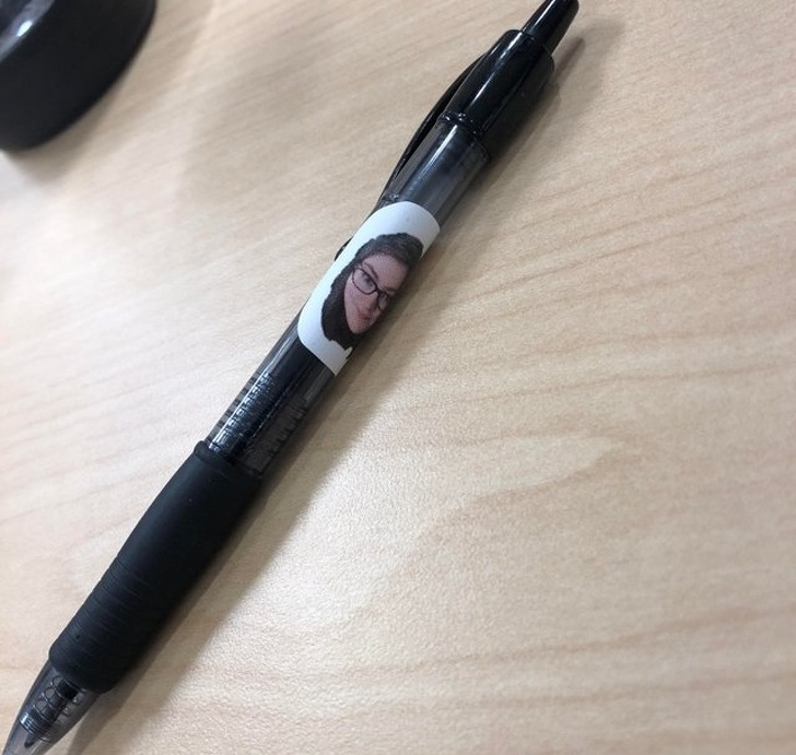 “I made stickers of my face so people would stop stealing my pens.”