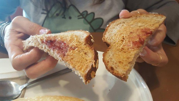 This is what Panera Bread considers to be a PB&J sandwich for $6