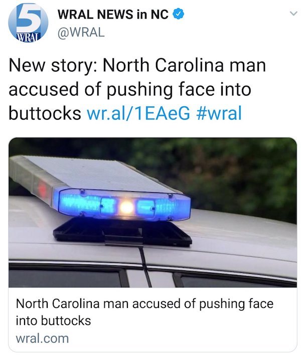 multimedia - G Wral News in Nc New story North Carolina man accused of pushing face into buttocks wr.al1EAEG North Carolina man accused of pushing face into buttocks wral.com